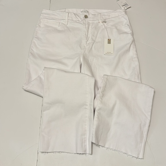 NWT- Good Straight High Waist Raw Hem Straight Leg Jeans- White-Size 12 - Picture 7 of 9